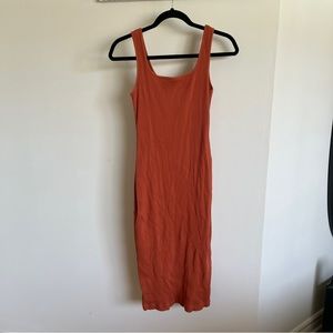 Uniqlo orange ribbed bodycon dress - robe orange de Uniqlo